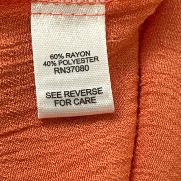 Est.1946 Womens 22/24W Top Orange Scoop Neck Long Flutter Sleeve Smocked Summer - Picture 9 of 10